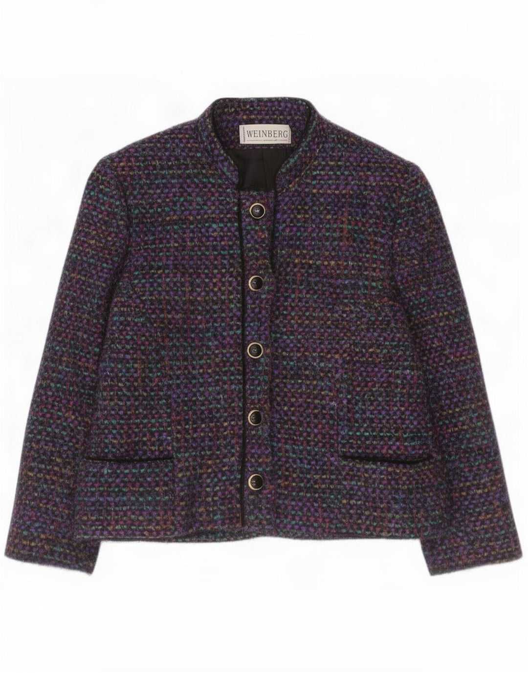 Giacca blazer a 5 bottoni da donna Weinberg UK 10 piccola multicolore chiazzata