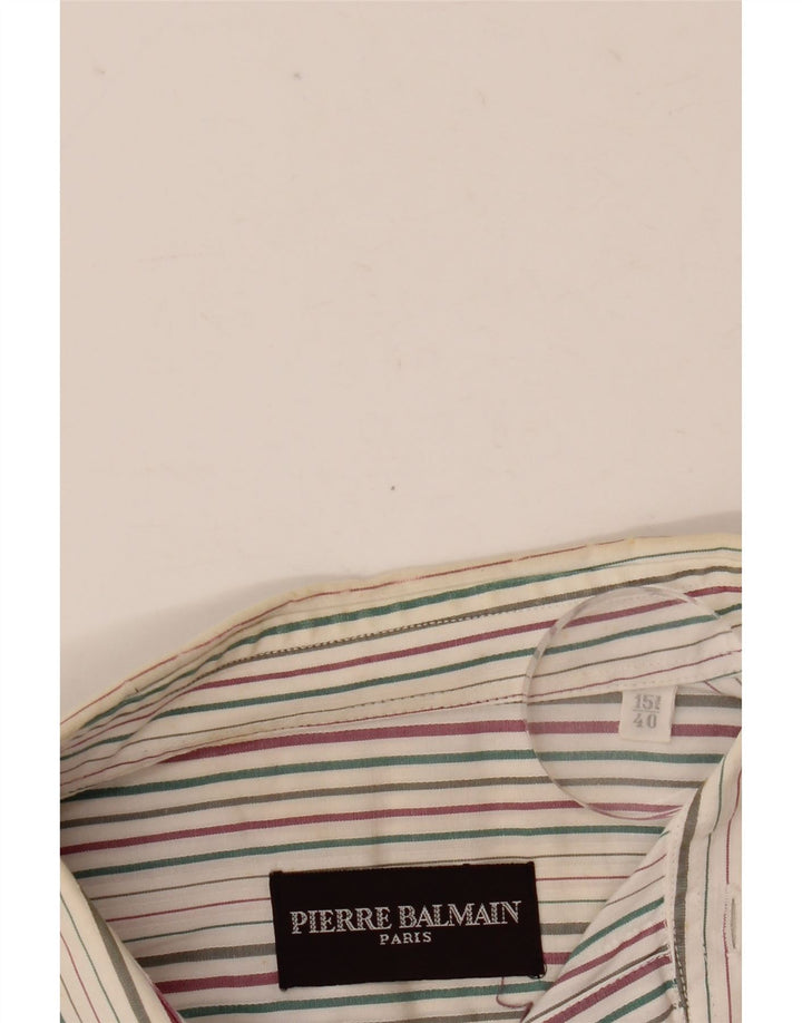 Camicia da uomo Pierre Balmain taglia 40 15 3/4 media a righe multicolore