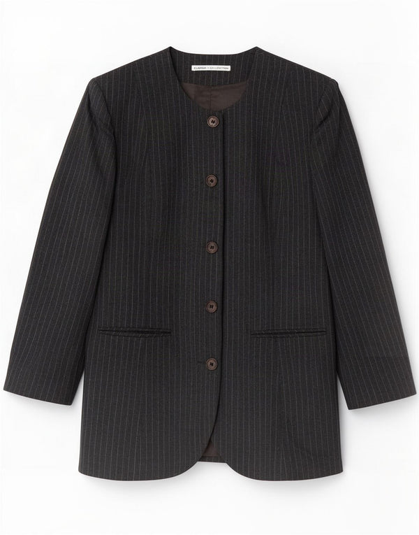 St. Bernard Womens 5 Button Blazer Jacket EU 38 Medium Grey Pinstripe Wool