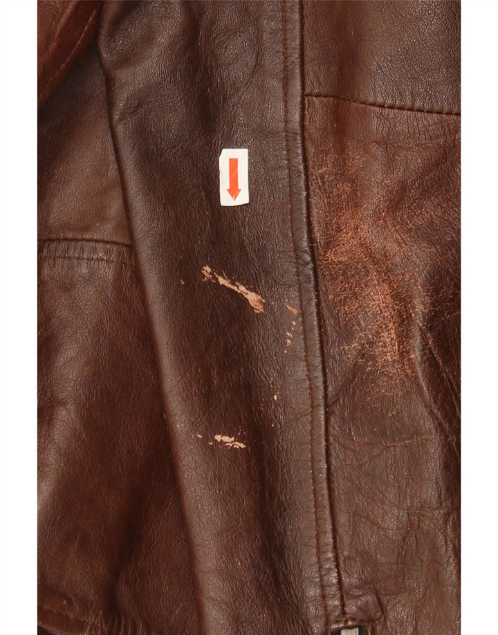 Giacca da motociclista in pelle da uomo Jack & Jones UK 40 grande in pelle marrone