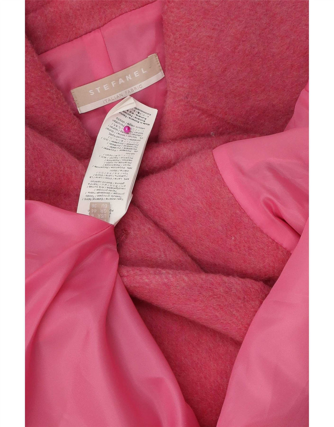 Cappotto da marinaio con maniche corte a 3/4 da donna Stefanel US 8 lana rosa media