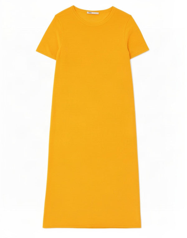 Abito maglione a maniche corte da donna Zara UK 16 Lino arancione grande