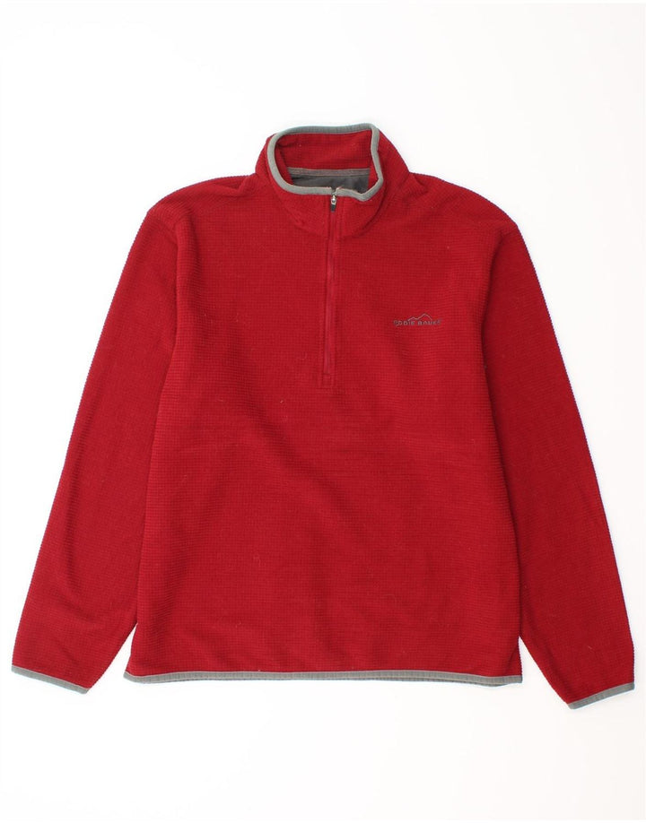EDDIE BAUER Felpa con collo con zip da uomo Maglione poliestere rosso medio