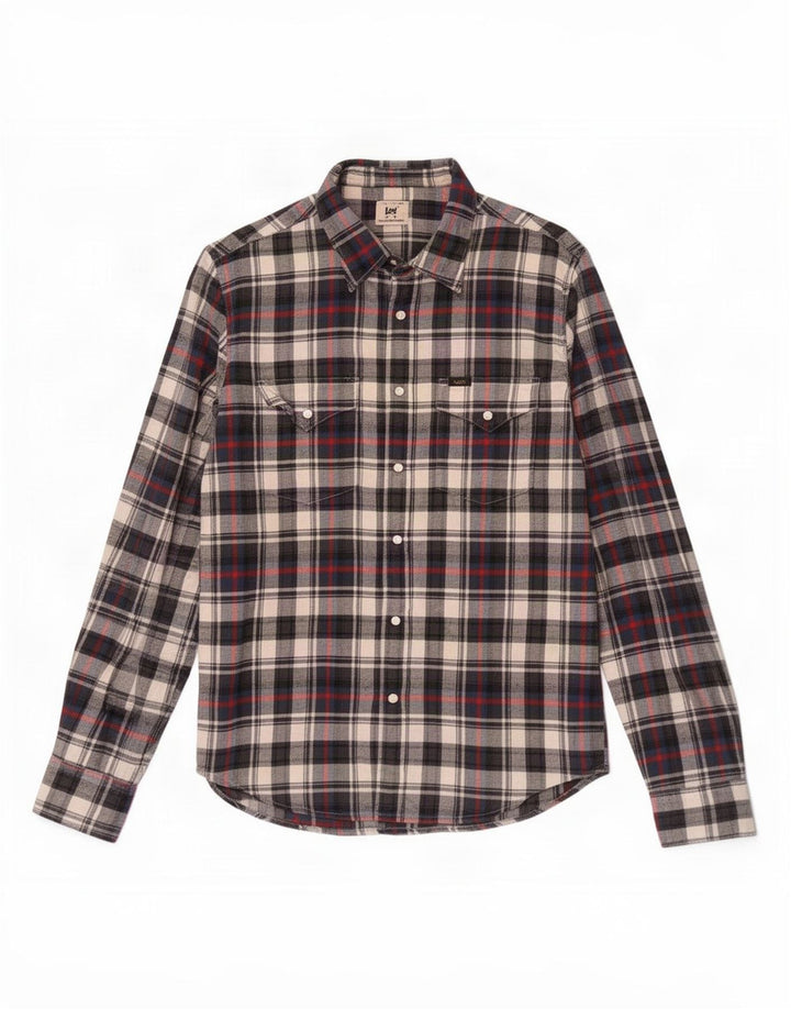 Camicia in flanella da uomo Lee piccola in cotone a quadri multicolore