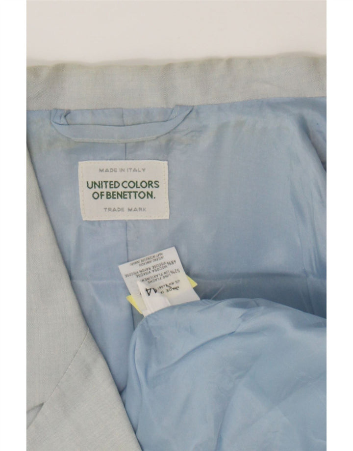 BENETTON Womens 3 Button Blazer Jacket IT 44 Medium Grey Linen Vintage Benetton and Second-Hand Benetton from Messina Hembry 