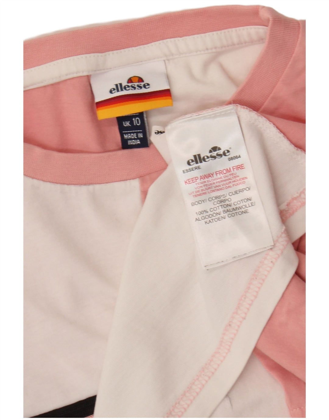 ELLESSE Womens Graphic T-Shirt Top UK 10 Small  Multicoloured Colourblock
