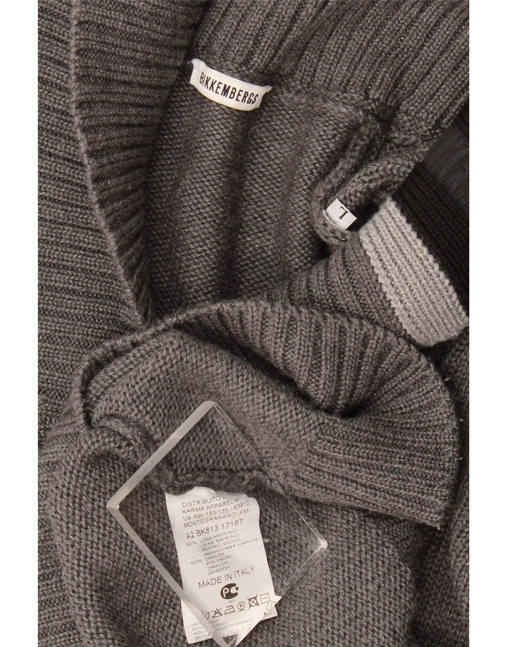 Bikkembergs Maglione da uomo con collo a scialle grande in lana color block grigio