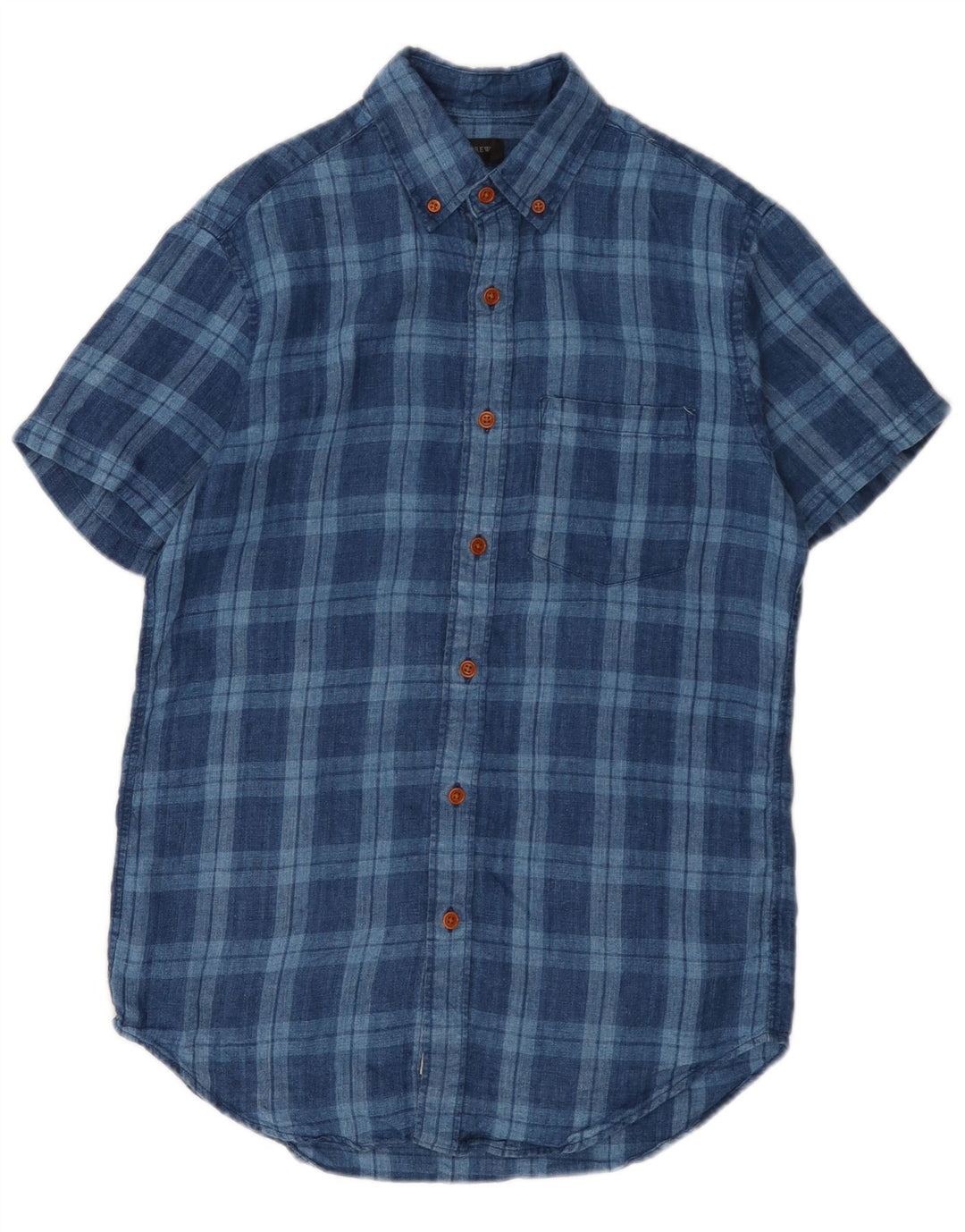 J. CREW Camicia a maniche corte da uomo XS Lino a quadri blu