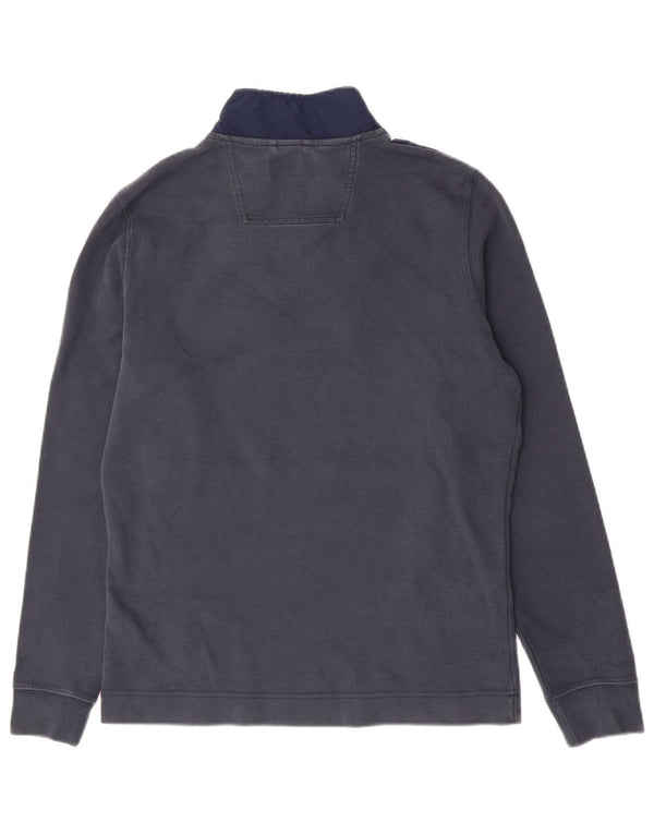 Barbour Mens Zip Neck Sweatshirt Jumper Small Navy Blue Colourblock Cotton