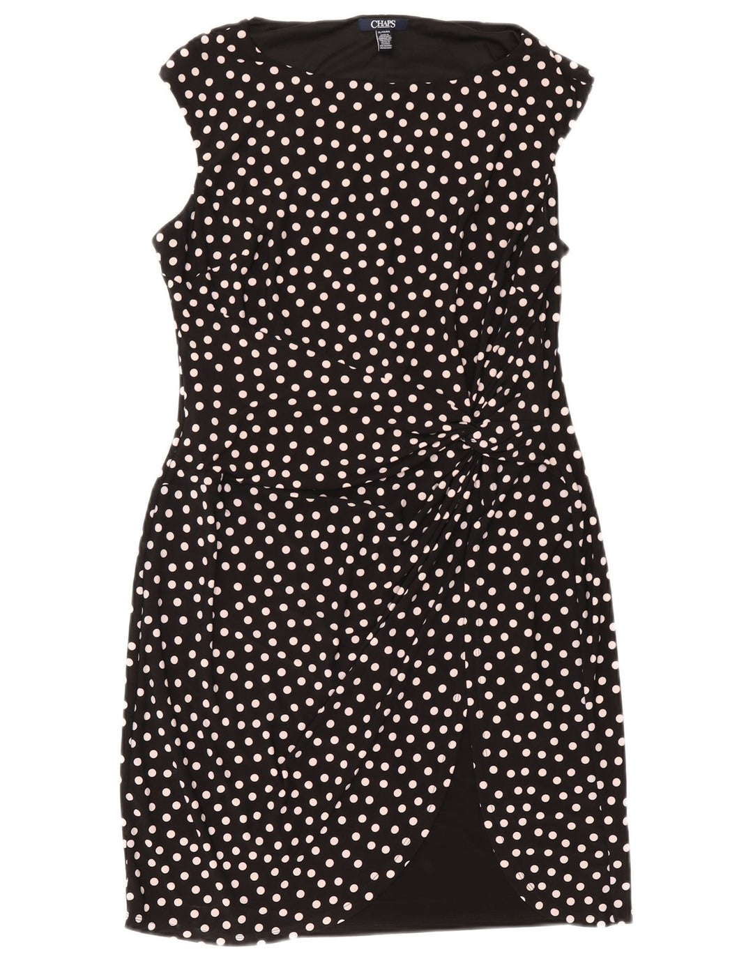 Chaps Abito tubino senza maniche da donna UK 18 XL Poliestere nero a pois