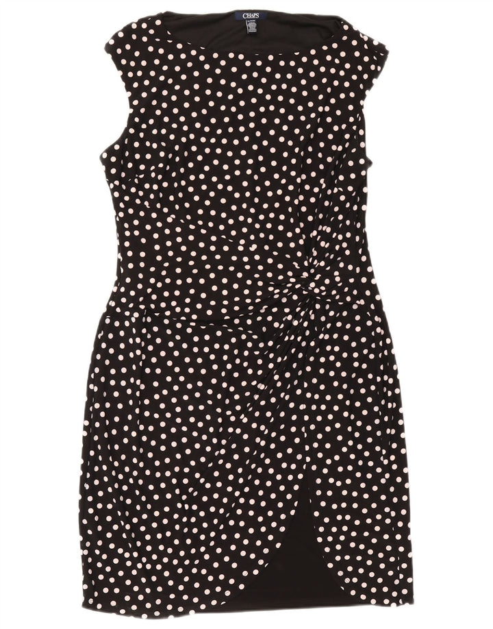 Chaps Abito tubino senza maniche da donna UK 18 XL Poliestere nero a pois