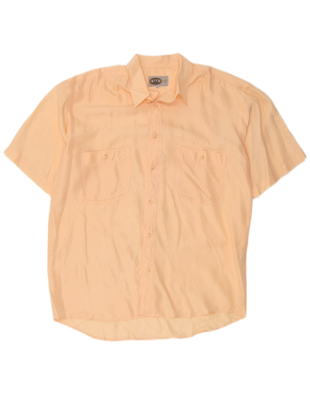 Camicia vintage da uomo a maniche corte in seta arancione medio