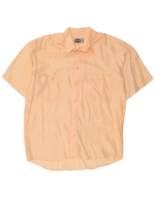 Camicia vintage da uomo a maniche corte in seta arancione medio