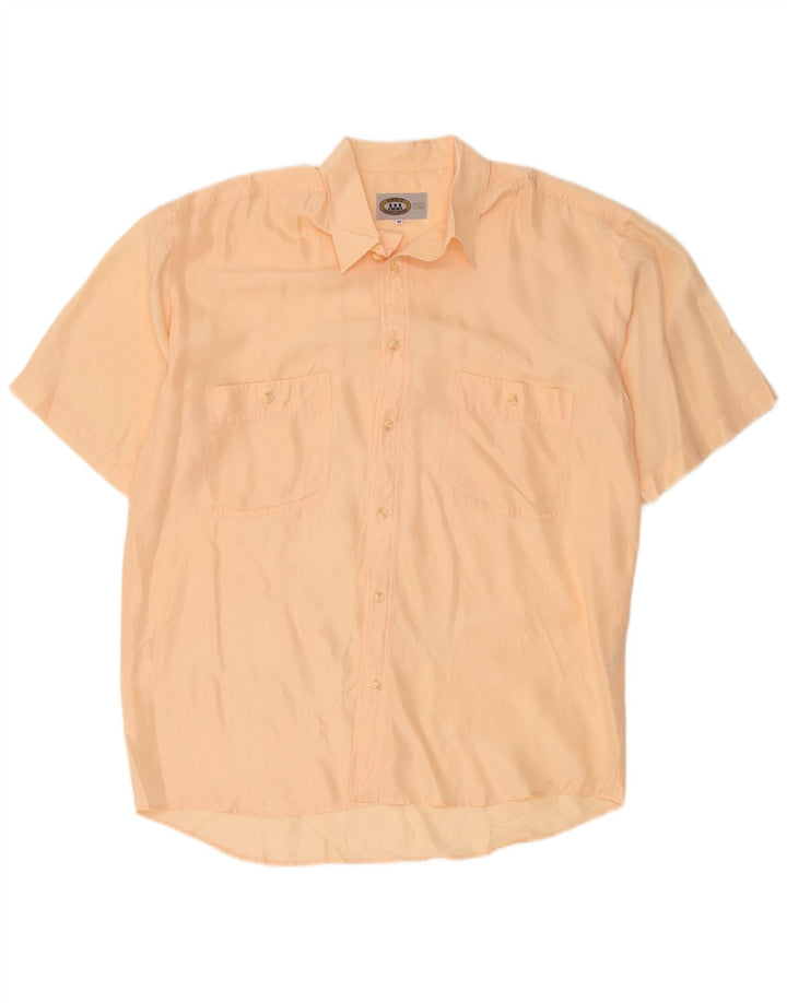 Camicia vintage da uomo a maniche corte in seta arancione medio