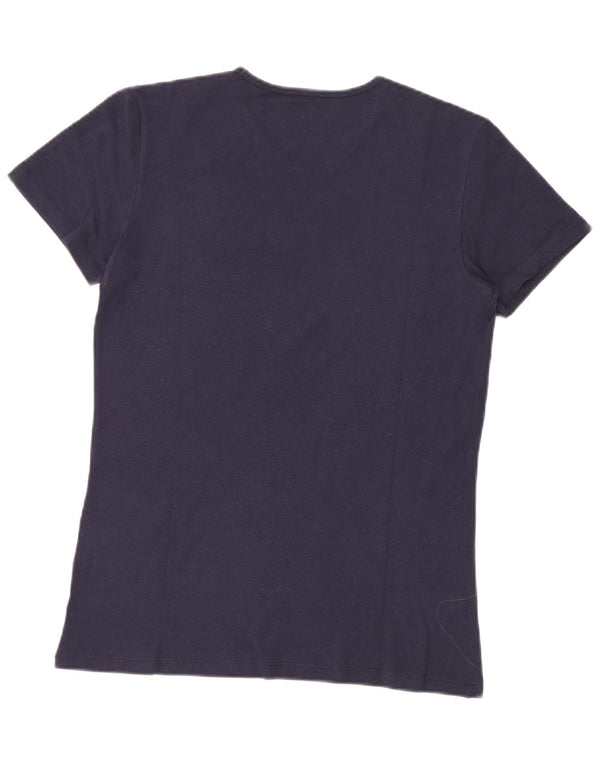Maglietta da donna Fila Top UK 14 Large Blu Navy in cotone color block
