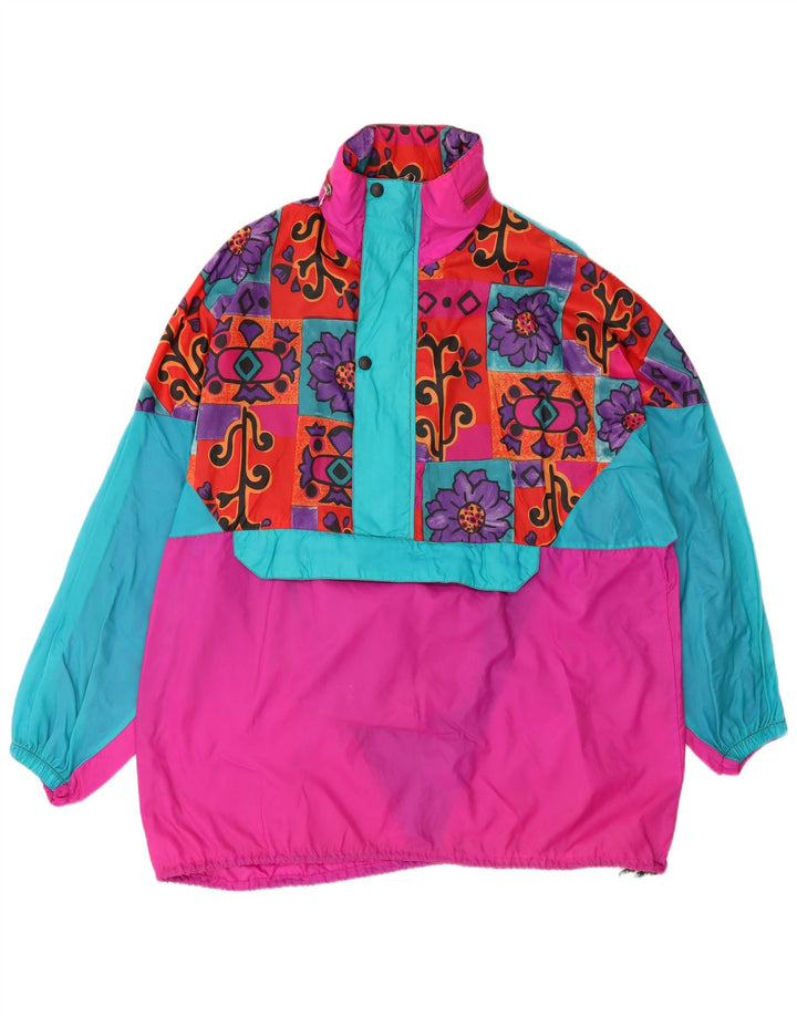 ETIREL Impermeabile oversize con cappuccio da donna UK 14 Rosa medio floreale anni '80