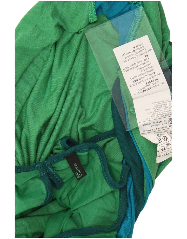 T-shirt da donna BENETTON UK 12 Lyocell color block verde medio