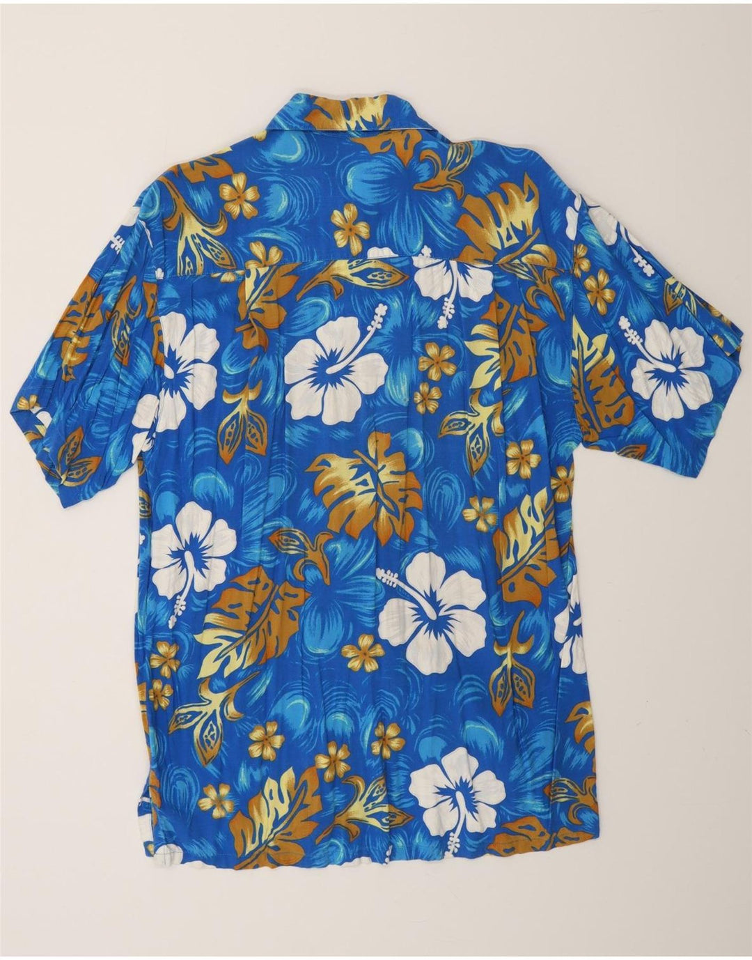 Camicia hawaiana a maniche corte da uomo VINTAGE XL blu floreale