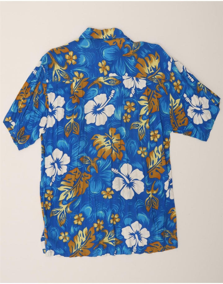 Camicia hawaiana a maniche corte da uomo VINTAGE XL blu floreale