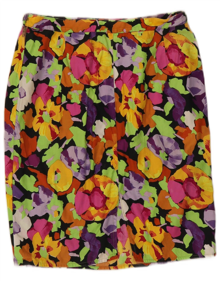 Gonna dritta da donna vintage W26 piccola floreale multicolore