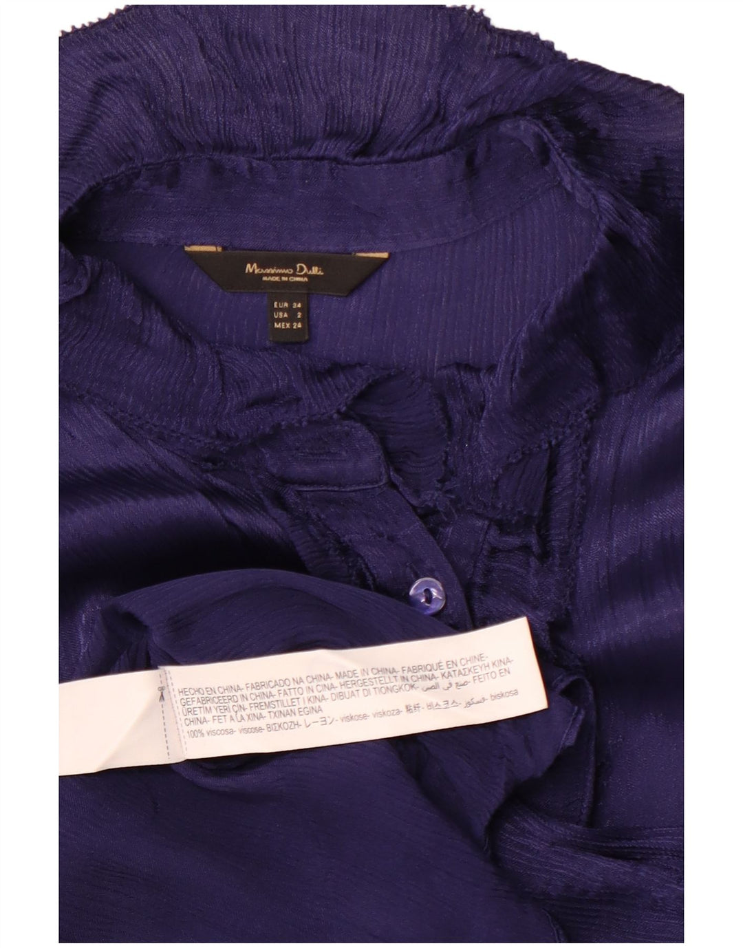 MASSIMO DUTTI Camicetta da donna oversize con volant sul davanti EU 34 2XS Viola