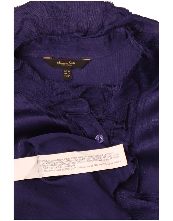 MASSIMO DUTTI Camicetta da donna oversize con volant sul davanti EU 34 2XS Viola
