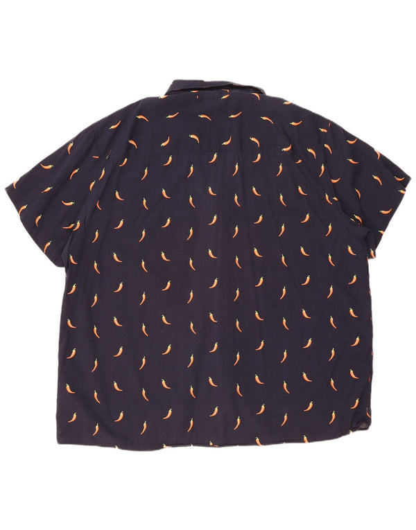 Camicia a maniche corte da uomo con motivo astratto Jack & Jones 2XL cotone blu navy