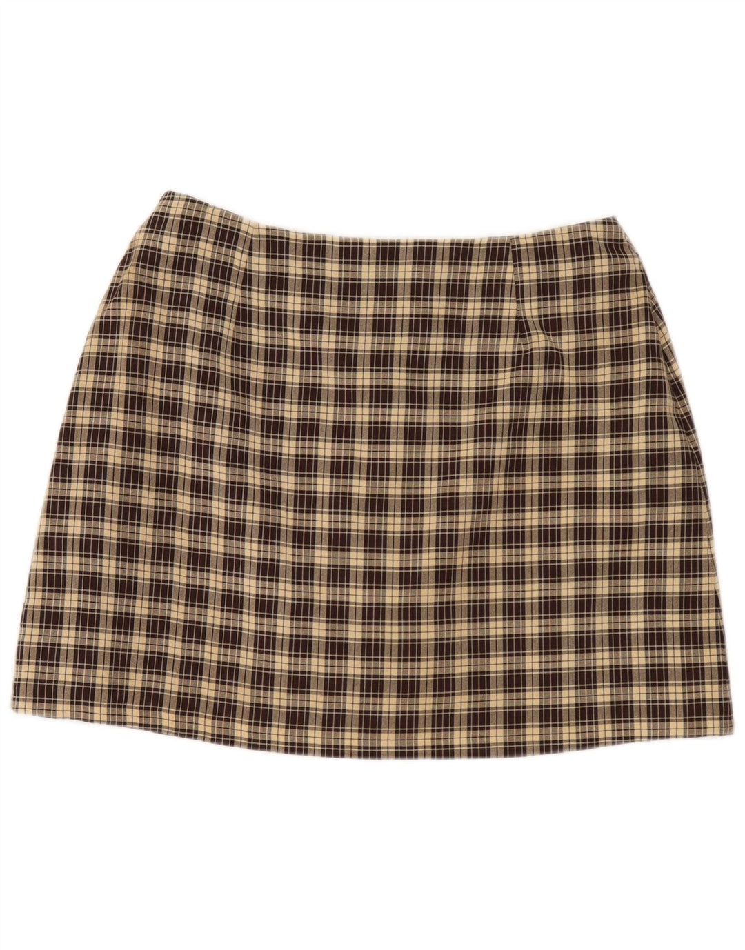 Minigonna da donna Dorothy Perkins UK 16 Large W32 Poliestere a quadri marrone