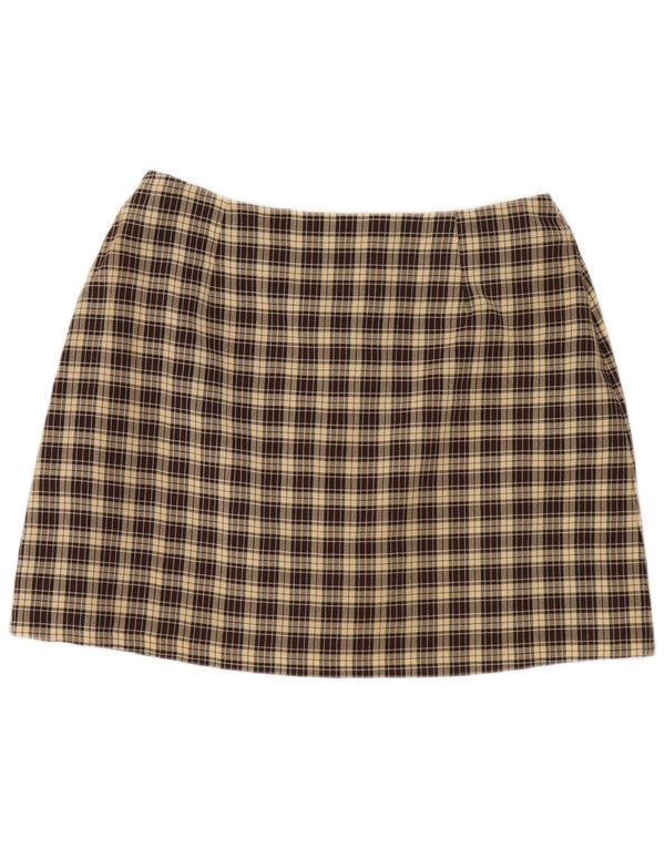 Minigonna da donna Dorothy Perkins UK 16 Large W32 Poliestere a quadri marrone