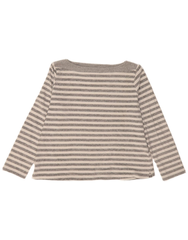 Marks & Spencer Top da donna a maniche lunghe UK 16 Large in cotone a righe grigie