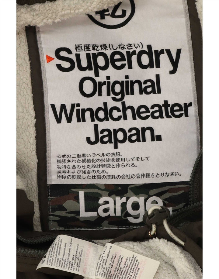 Giacca a vento con cappuccio da uomo Superdry Windcheater UK 40 Large Khaki