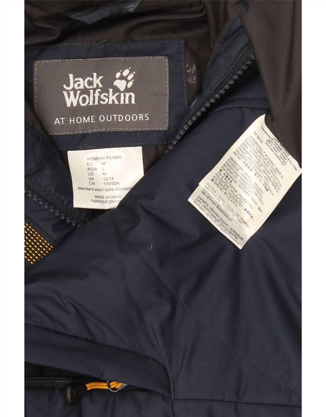 Cappotto imbottito con cappuccio da uomo Jack Wolfskin UK 12/14 Poliestere medio blu navy
