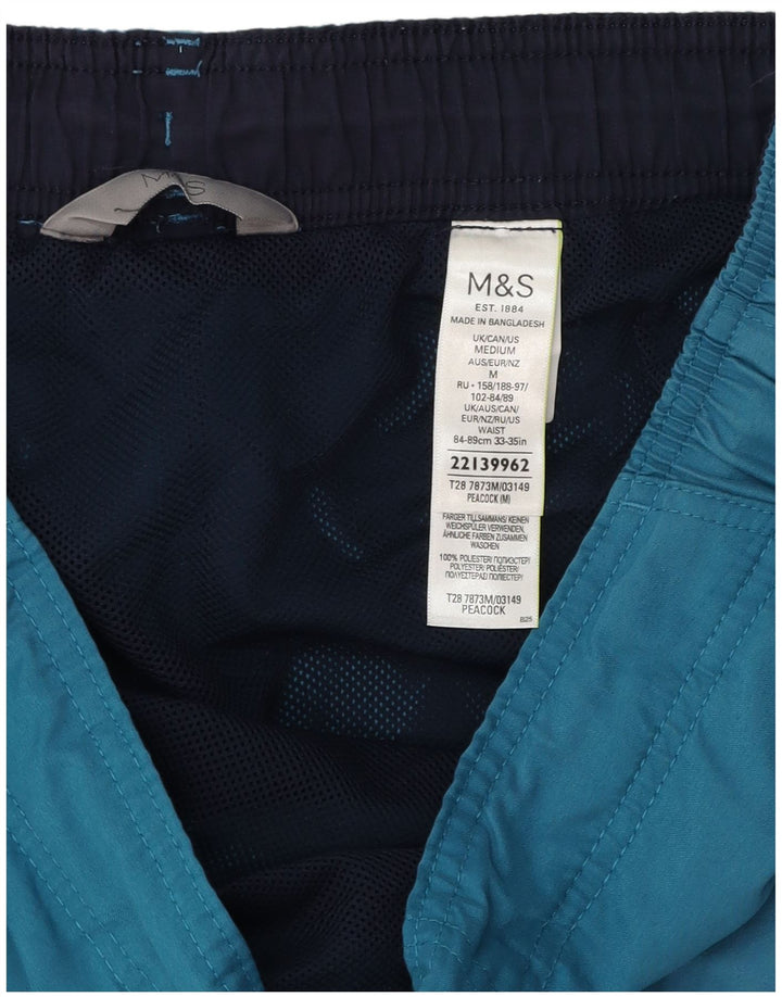 Pantaloncini da bagno Marks & Spencer da uomo Peacock Cargo in poliestere blu medio