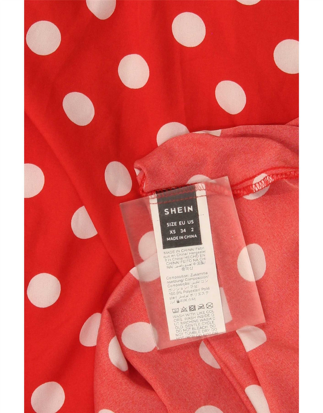 Gonna svasata da donna Shein XS W24 poliestere rosso a pois