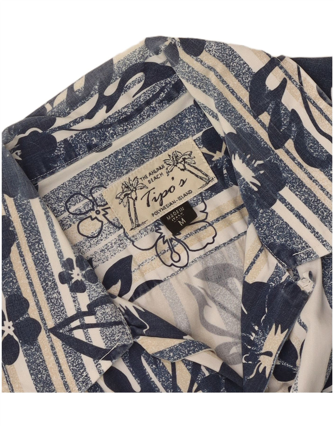 Camicia da uomo a maniche corte Tipo' S in cotone floreale blu medio