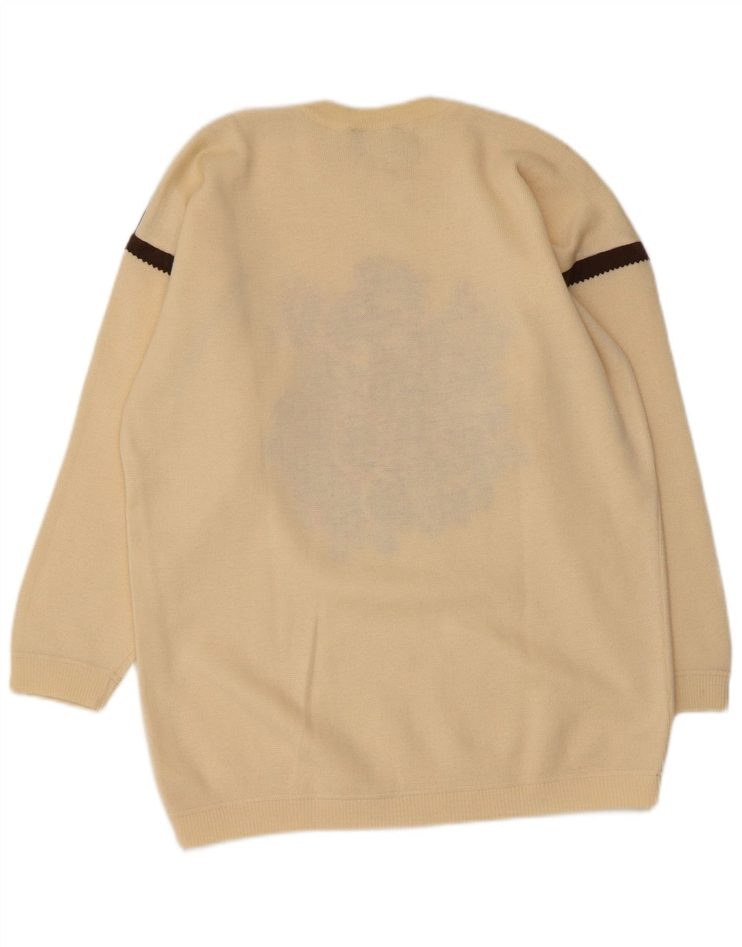 PANCALDI & B Maglione maglione girocollo da donna UK 16 Grande motivo floreale bianco sporco