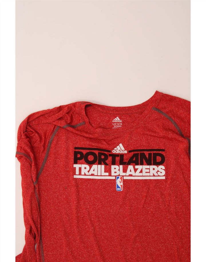 ADIDAS Boys Graphic Top Long Sleeve 14-15 Years Large Red Vintage Adidas and Second-Hand Adidas from Messina Hembry 