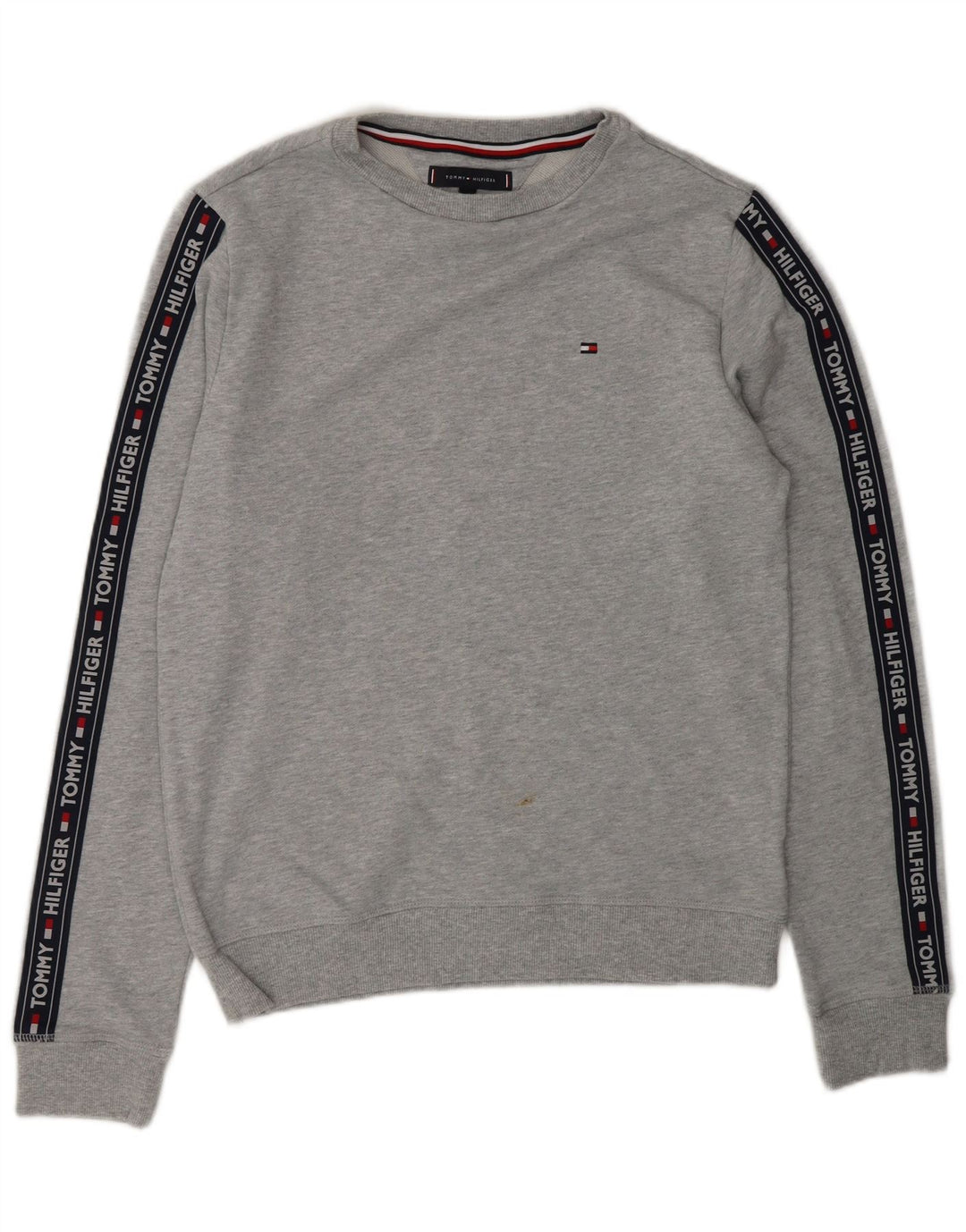 TOMMY HILFIGER Mens Graphic Sweatshirt Jumper Small Grey Colourblock