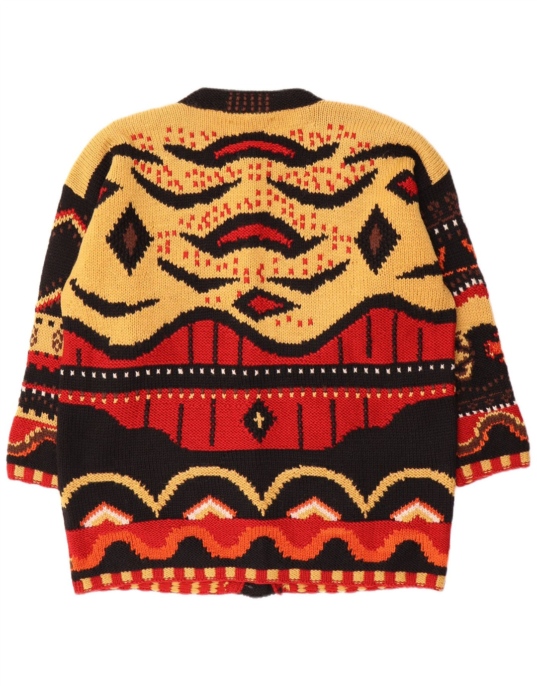 Maglione cardigan da donna S.MORITZ UK 16 Grande motivo geometrico multicolore