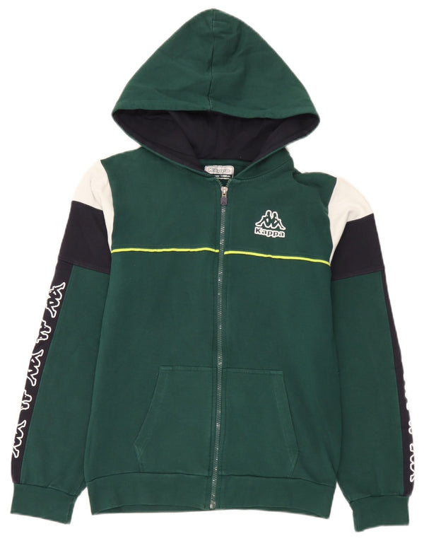 Felpa con cappuccio grafica Kappa da bambino 15-16 anni in cotone color block verde
