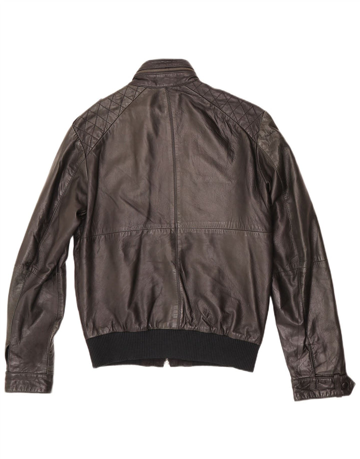 Giacca in pelle da uomo ZARA UK 38 pelle nera media