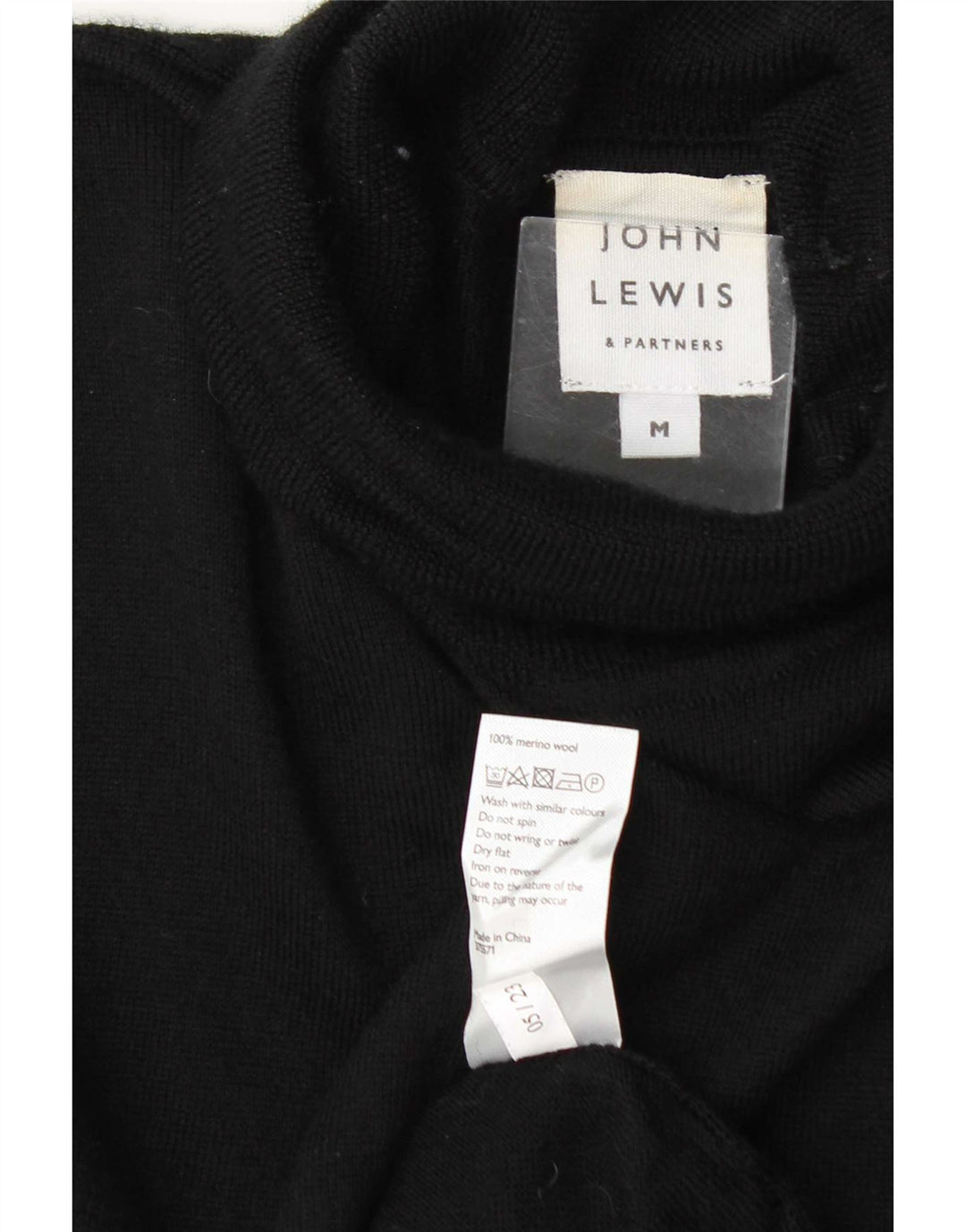 Maglione maglione a collo alto da uomo John Lewis in lana nera media