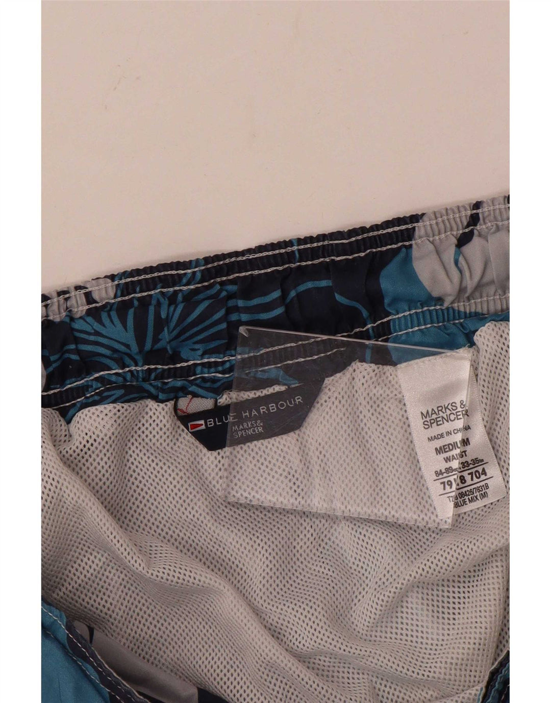 Pantaloncini da bagno Marks & Spencer da uomo Blue Harbour medio blu navy floreale