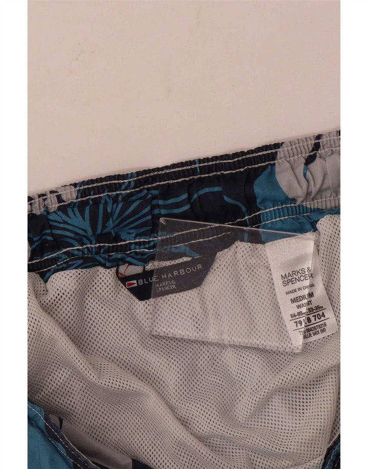 Pantaloncini da bagno Marks & Spencer da uomo Blue Harbour medio blu navy floreale