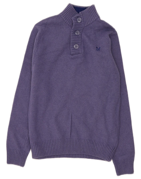 Crew Clothing Maglione da uomo con collo a bottoni XS Lana d'agnello viola