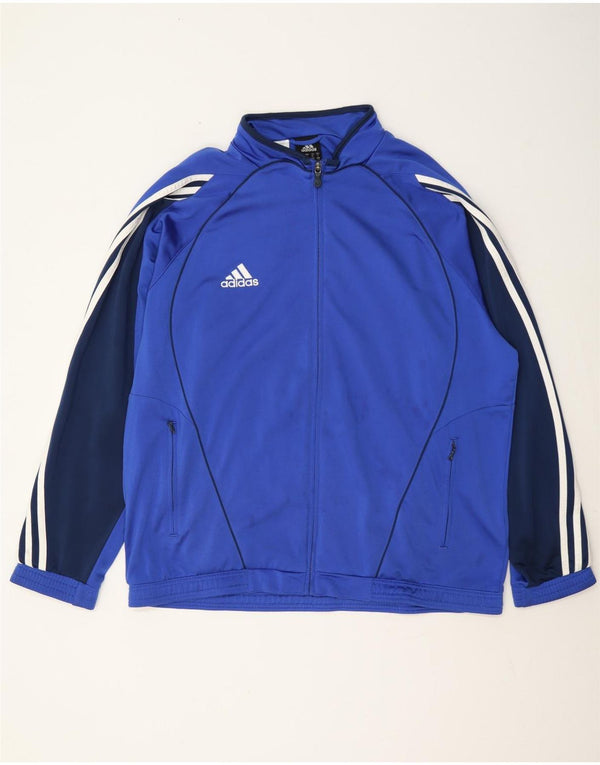 Giacca da tuta da uomo Adidas UK 44/46 Large Blu Colourblock Poliestere
