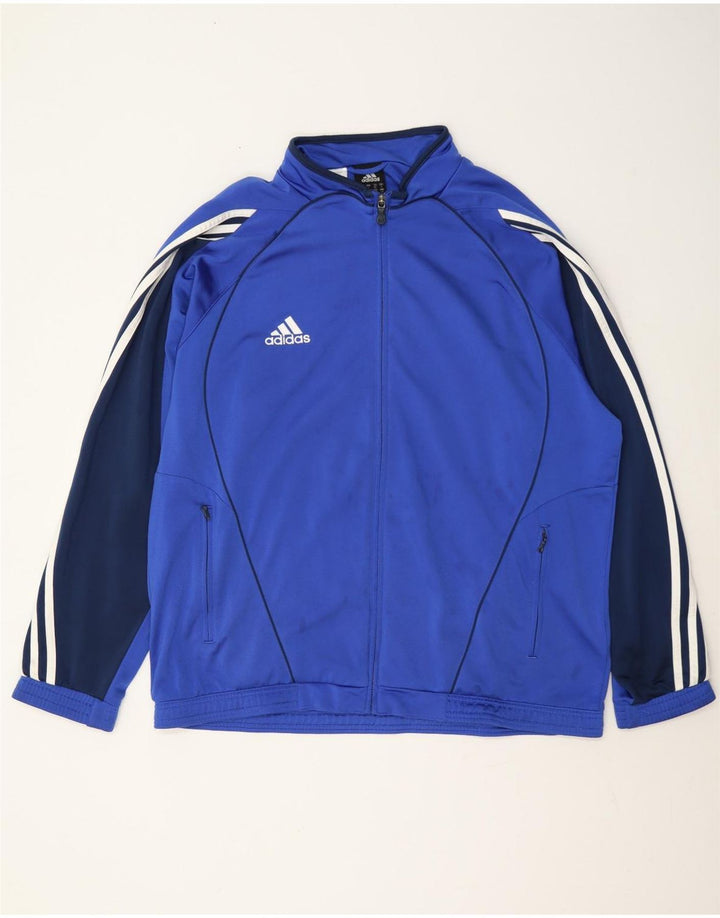 Giacca da tuta da uomo Adidas UK 44/46 Large Blu Colourblock Poliestere