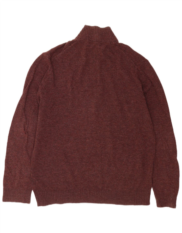 Maglione da uomo Marks & Spencer con zip e collo XL Lana d'agnello screziata marrone