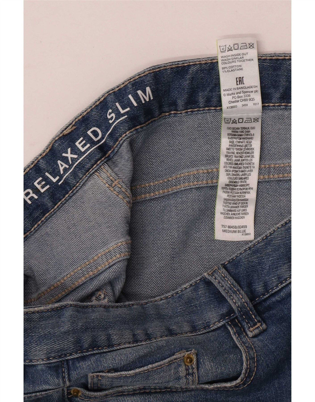 Jeans slim da donna Marks & Spencer UK 12 medio W32 L28 blu floreale