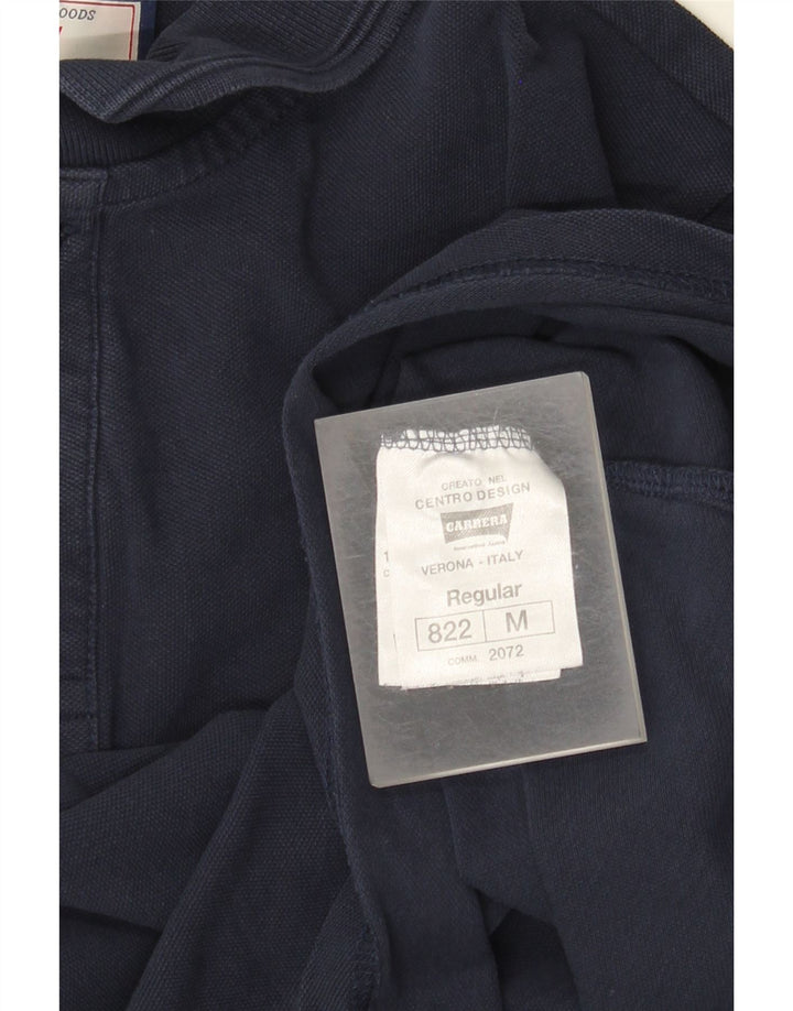 Polo regolare da uomo a maniche lunghe Carrera in cotone blu navy medio
